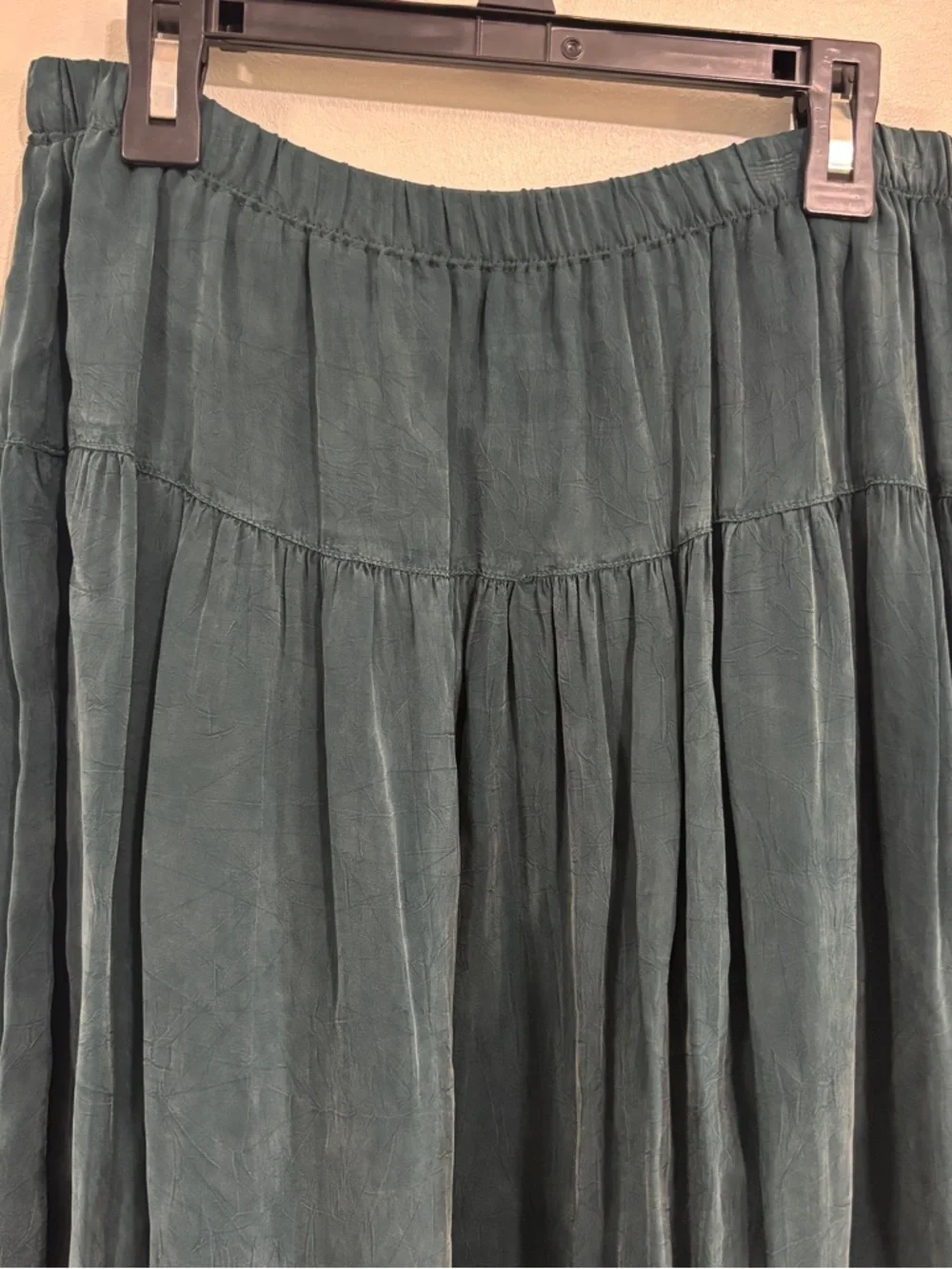 Vintage Johnny Was embroidered rayon midi skirt green